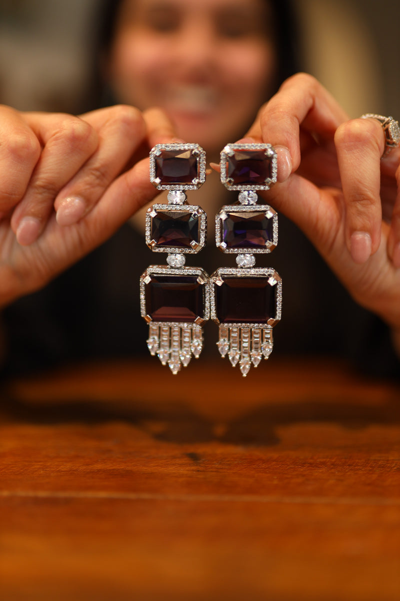 Diva Cocktail Earrings - Wine
