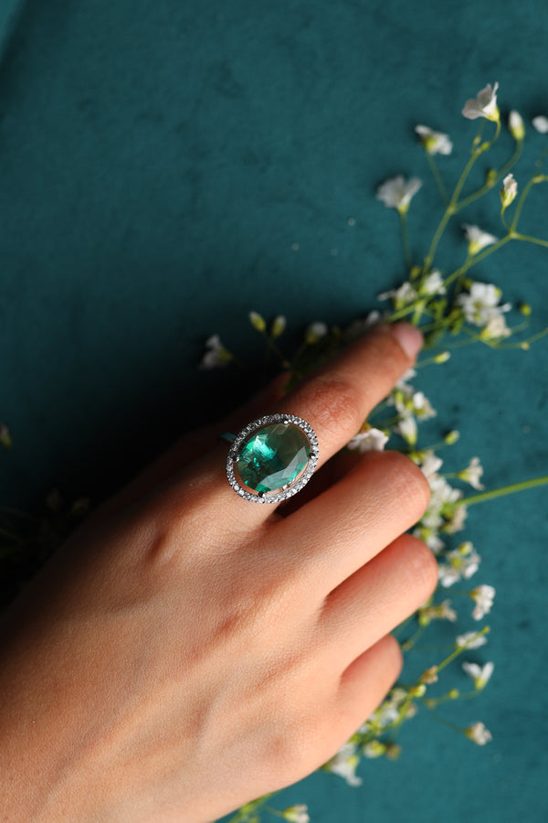 Classic Colored Stone Ring - Green