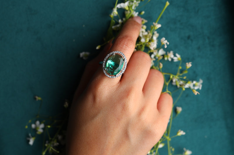 Classic Colored Stone Ring - Green