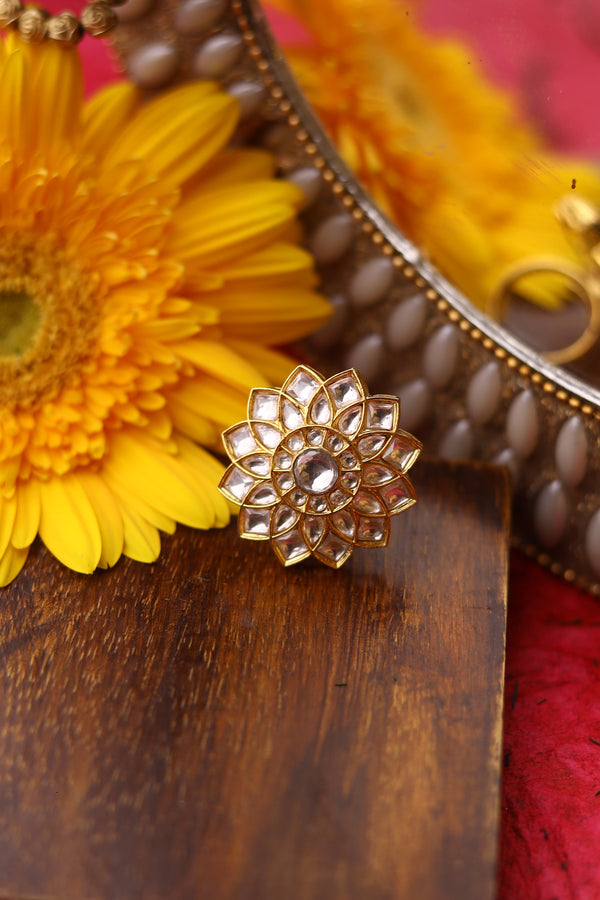 Gold Plated Kundan Ring