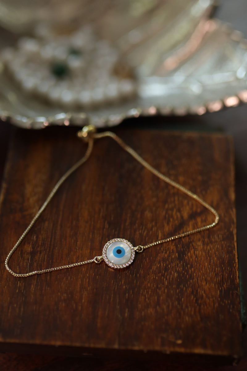 Gold Evil Eye Drawstring Bracelet