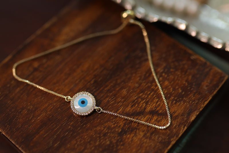 Gold Evil Eye Drawstring Bracelet