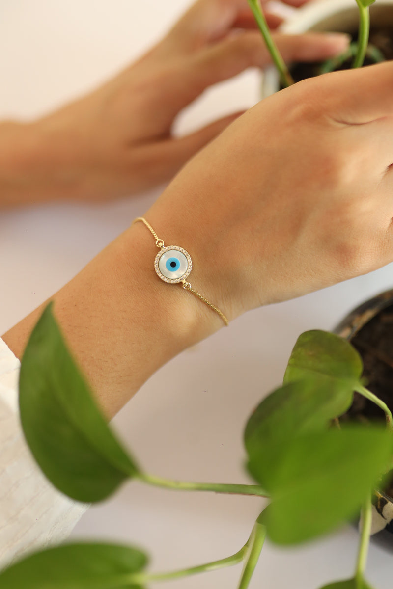 Gold Evil Eye Drawstring Bracelet