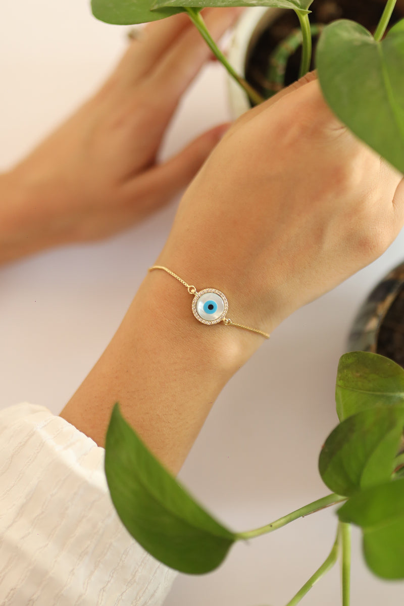 Gold Evil Eye Drawstring Bracelet