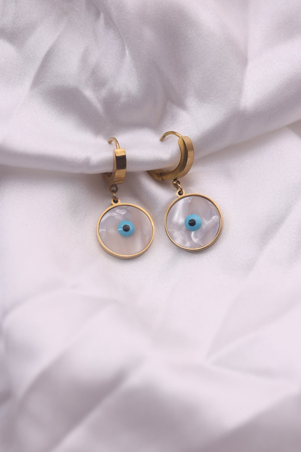 Mother of Pearl Evil Eye Drop Earrings