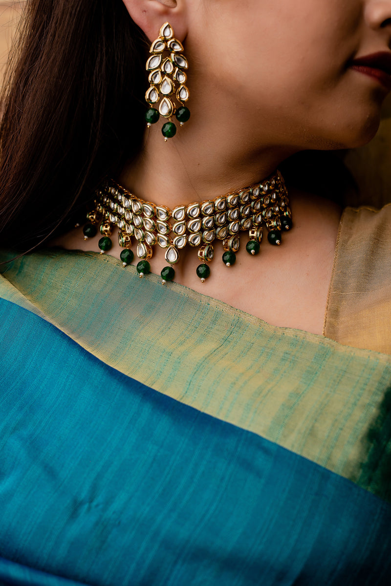 Emerald Green Gold Plated Choker