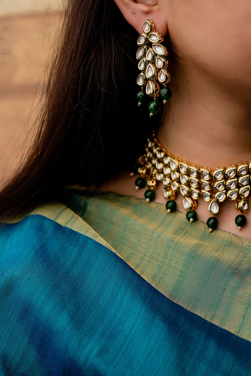 Emerald Green Gold Plated Choker