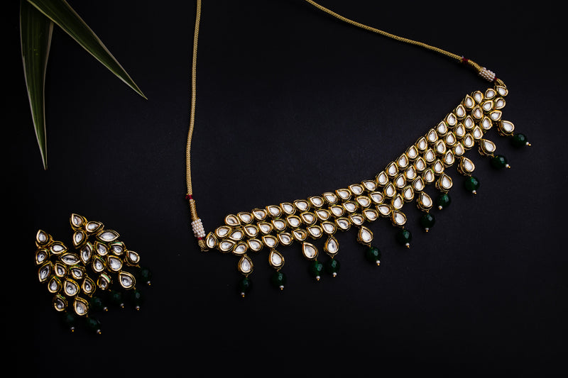 Emerald Green Gold Plated Choker