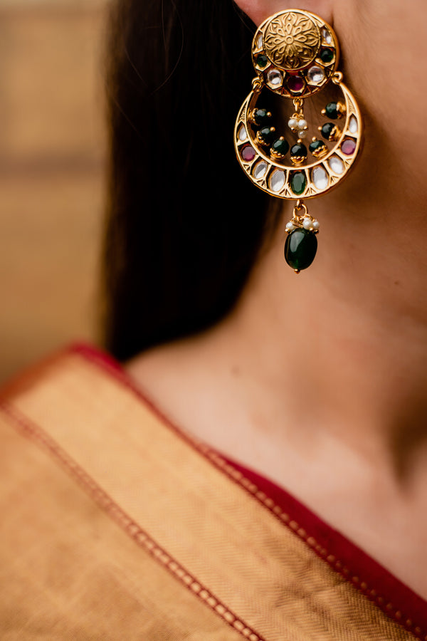 Gold Plated Kundan Earrings