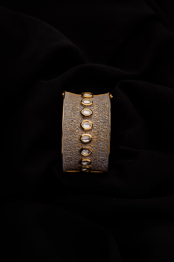 Grey Meenakari Kundan Bracelet