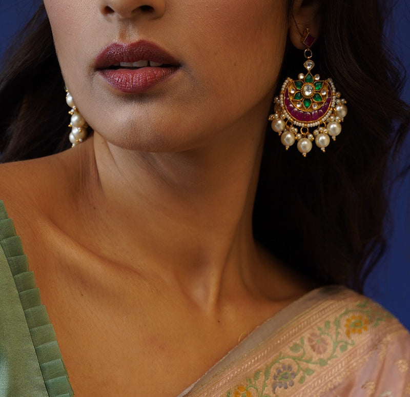 Multicolored Paachi Kundan Earrings