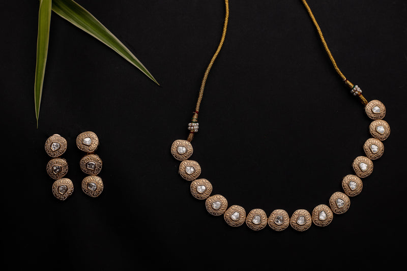 Peach Meenakari Kundan Set