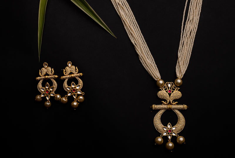 Peach Pearl Pendant Set