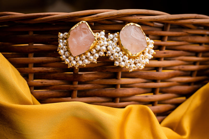 Rose Quartz Stud Earrings
