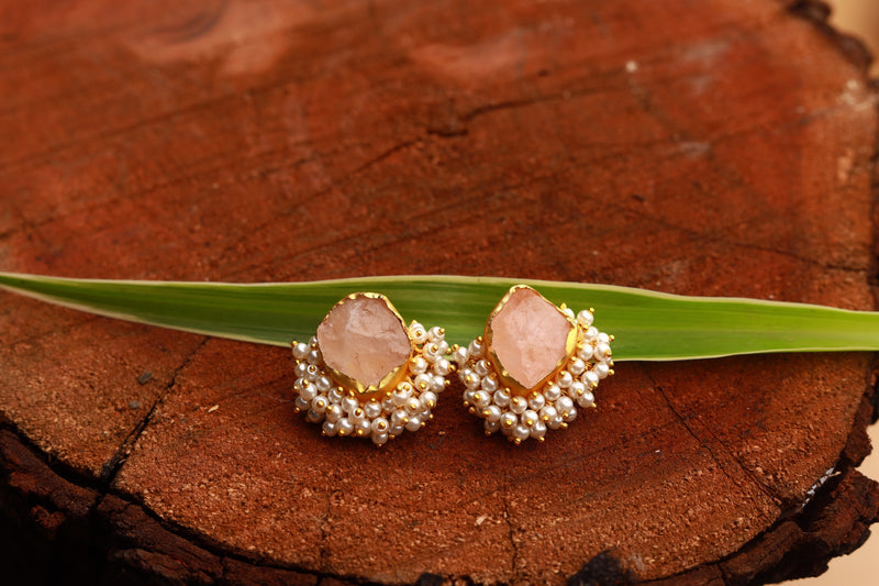 Rose Quartz Stud Earrings