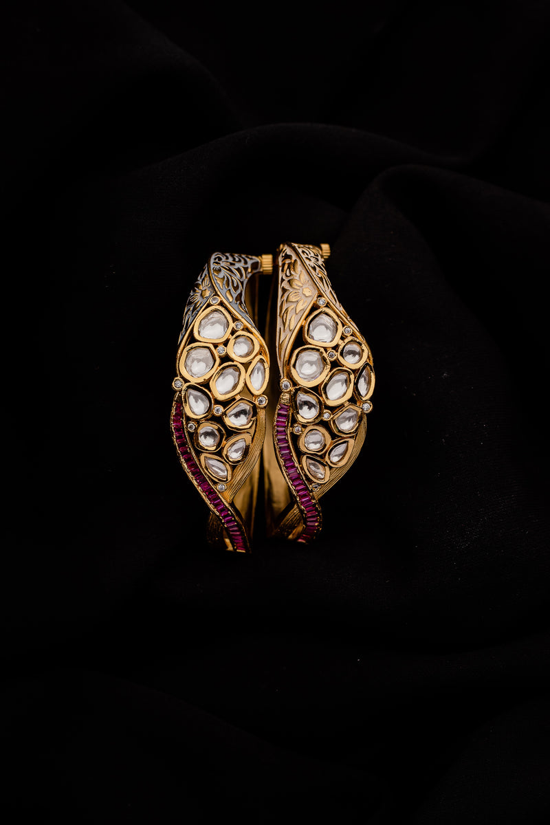 Sleek Polki Bracelet (Gold)