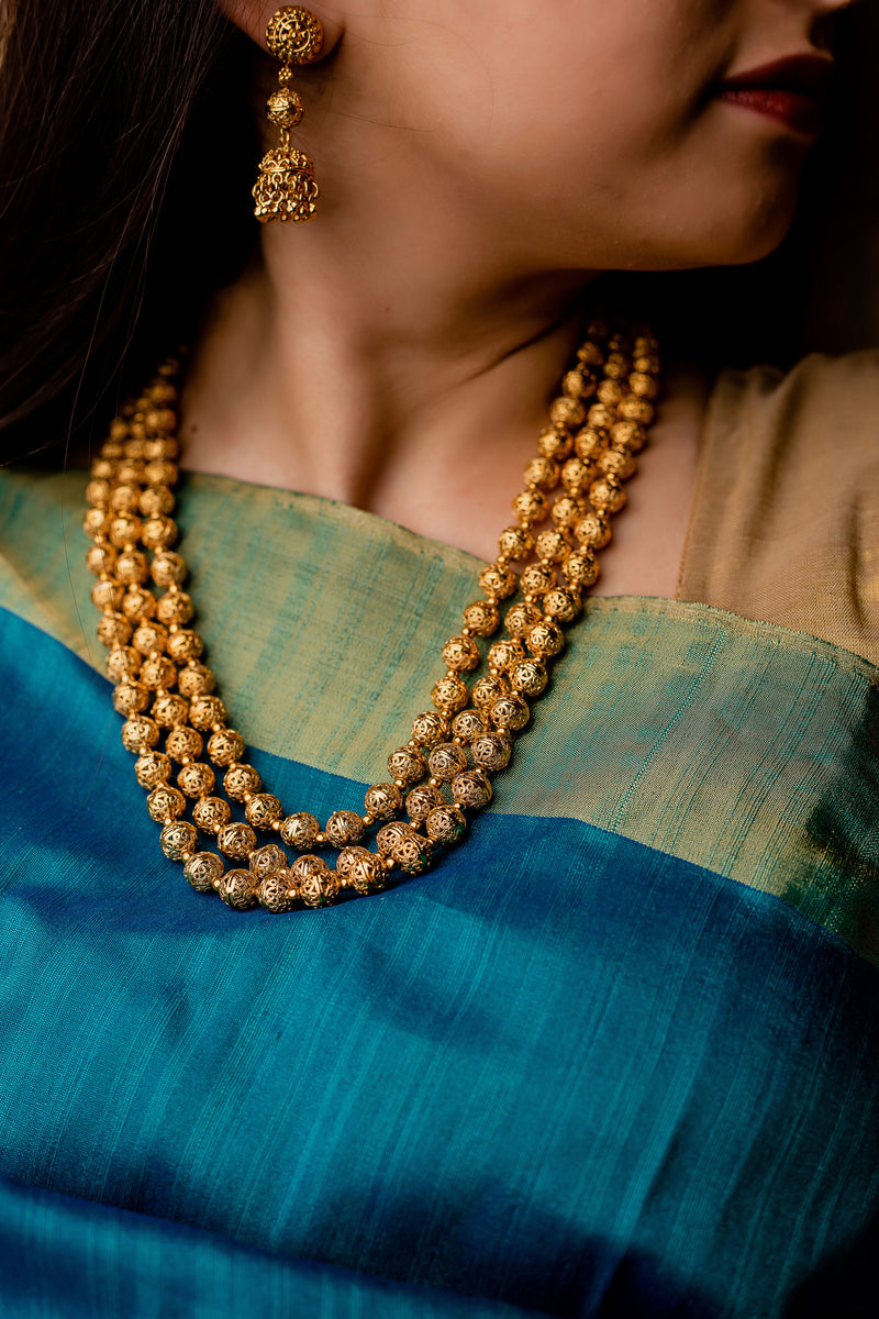 Three Layer Gold Matar Mala