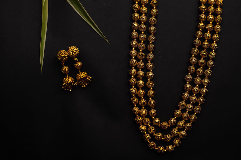 Three Layer Gold Matar Mala