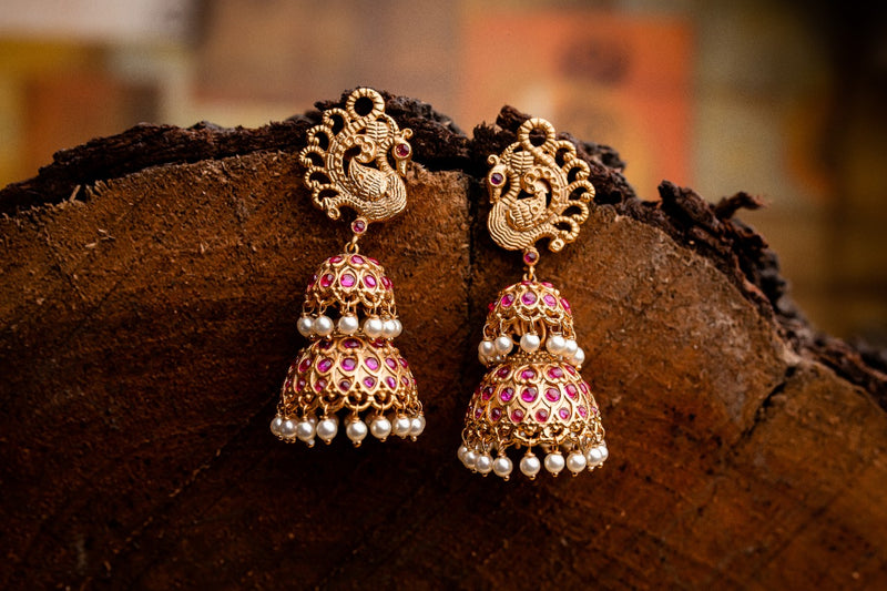 Ruby Red Double Jhumkas