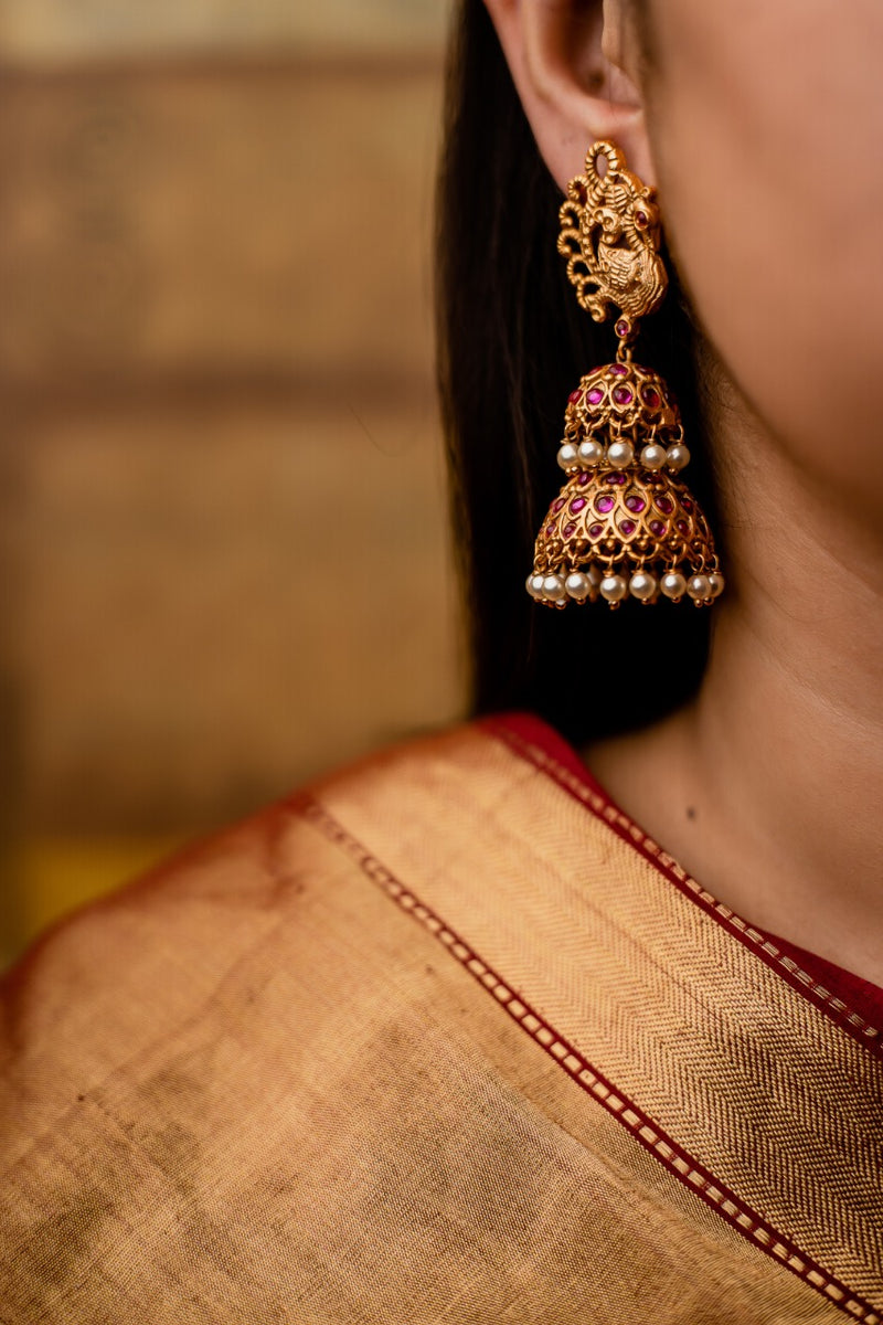 Ruby Red Double Jhumkas