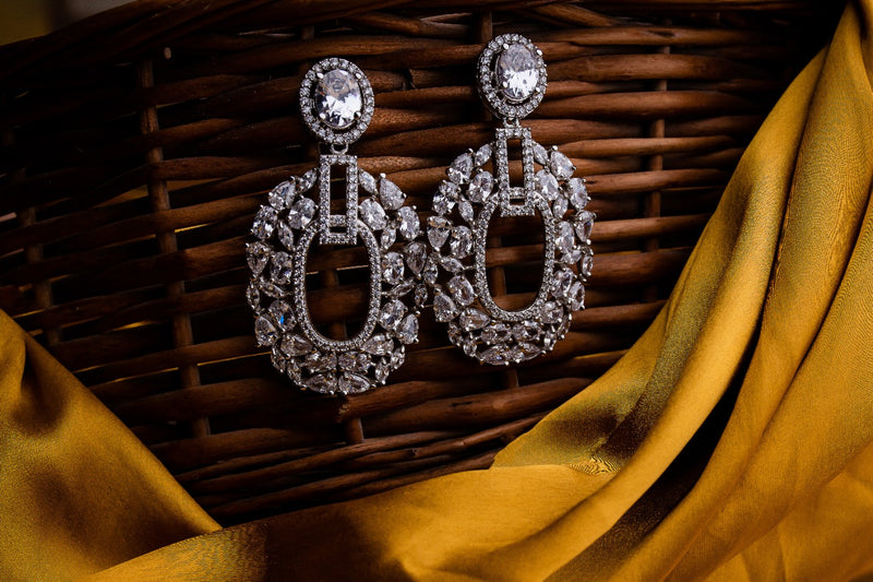 Silver Plated Diamond Earrings